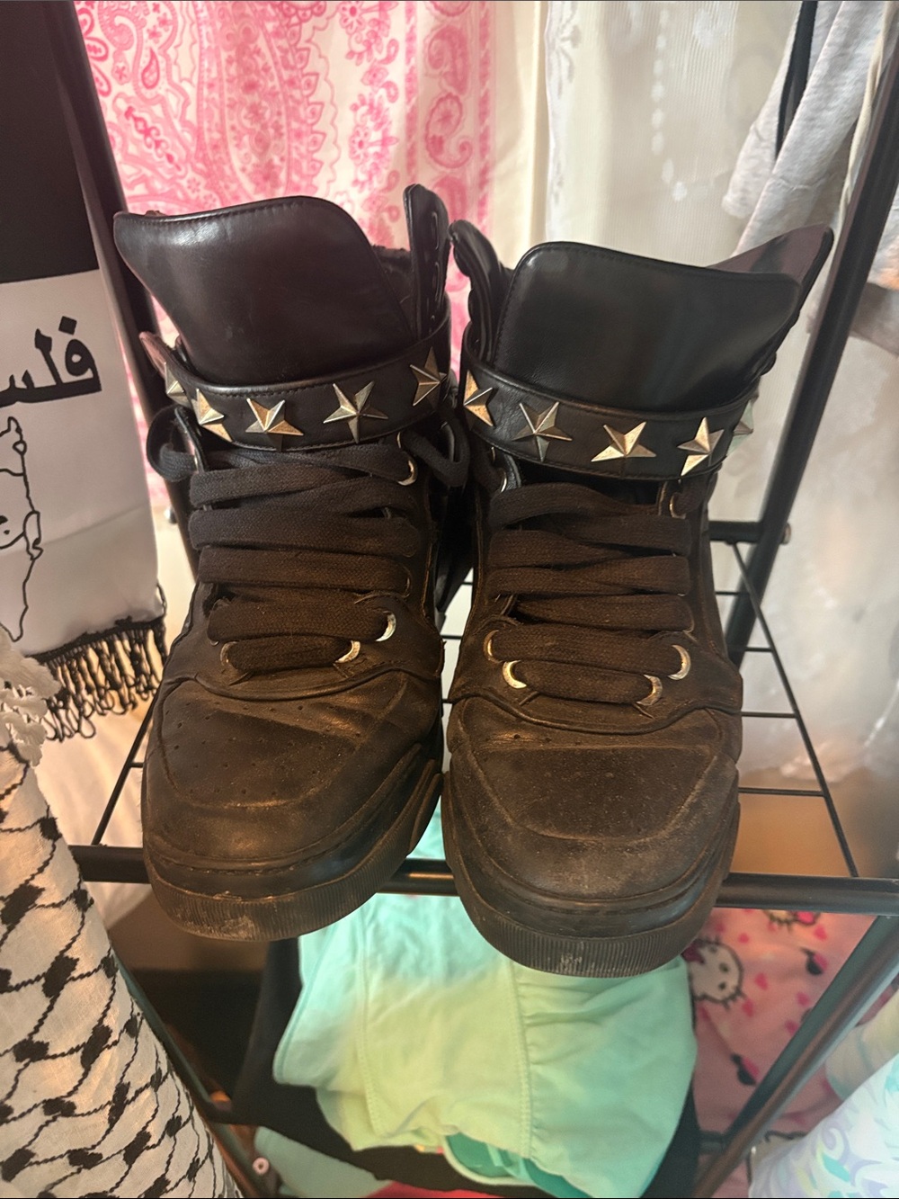 Givenchy Tyson Black Star-Studded High Top Sneakers